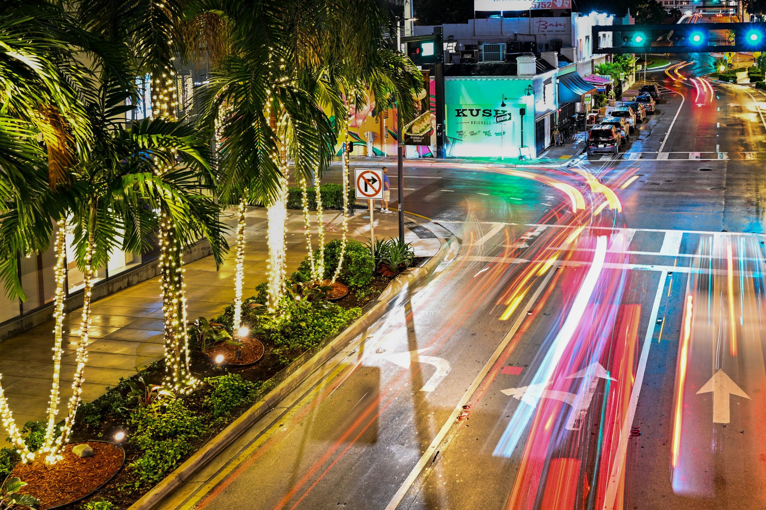 City street with lights